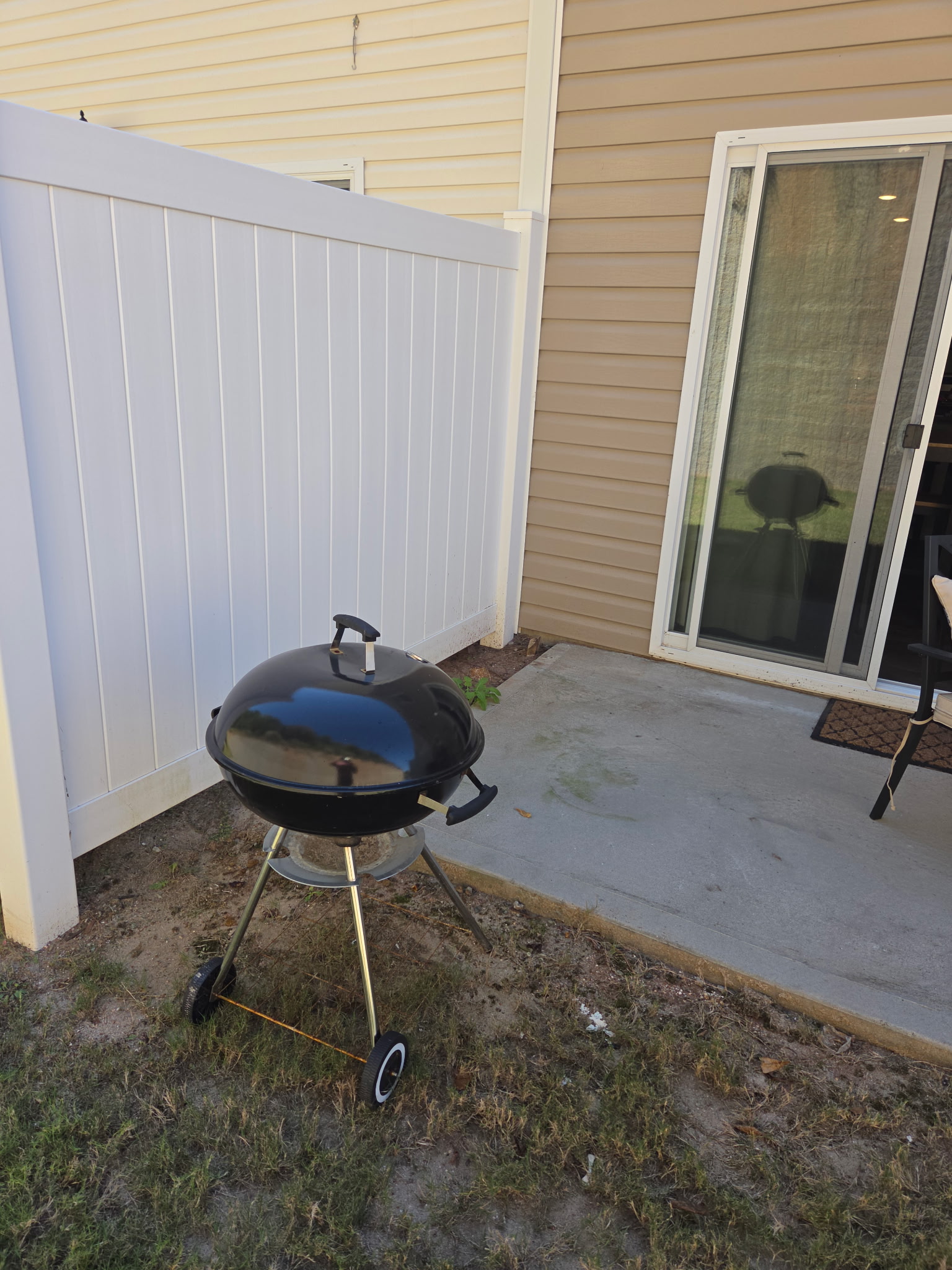 Charcoal grill on the patio