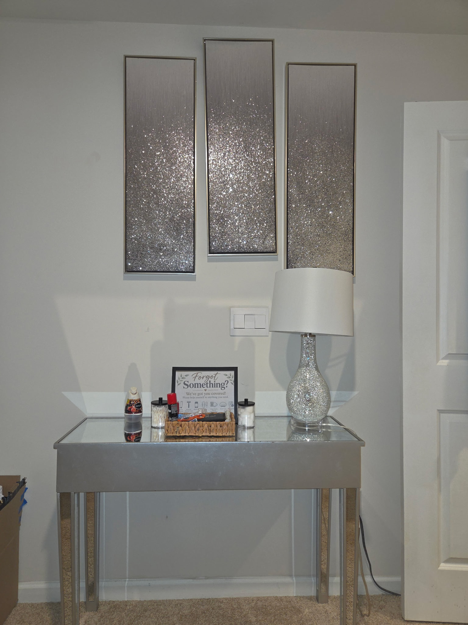 Entry table and wall art