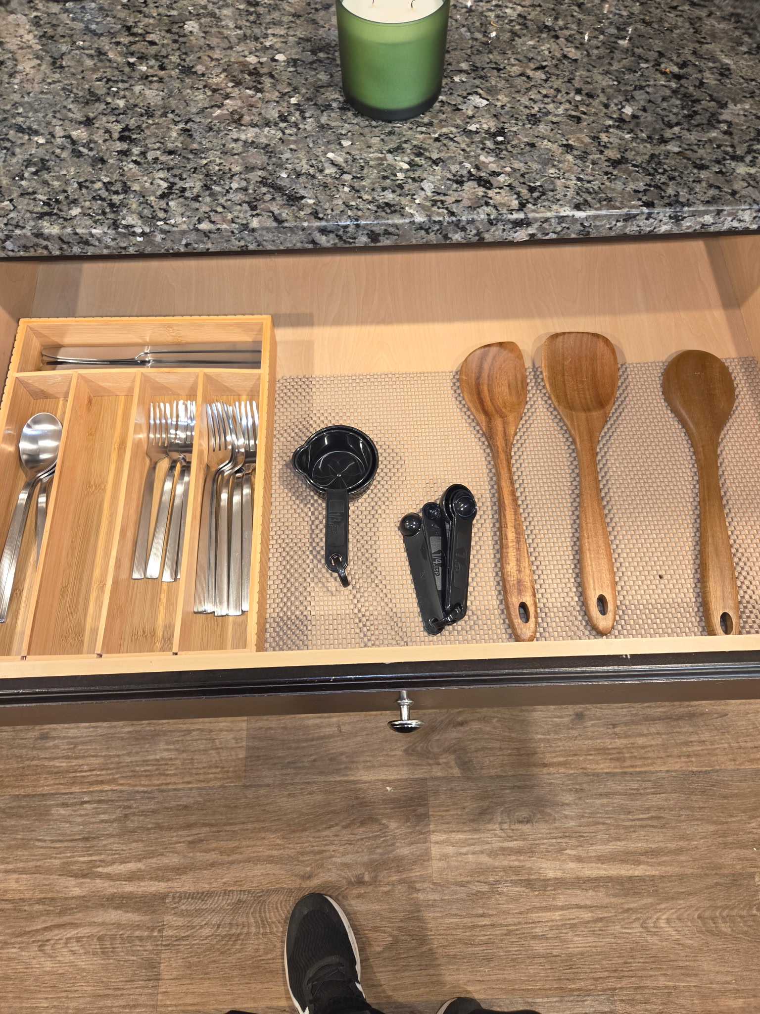 Cutlery and utensils in a kitchen drawer